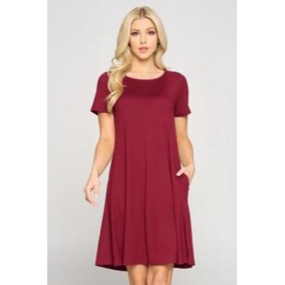 Yelete Dresses & Skirts - Women's Short Sleeve A-line Dress with Pockets